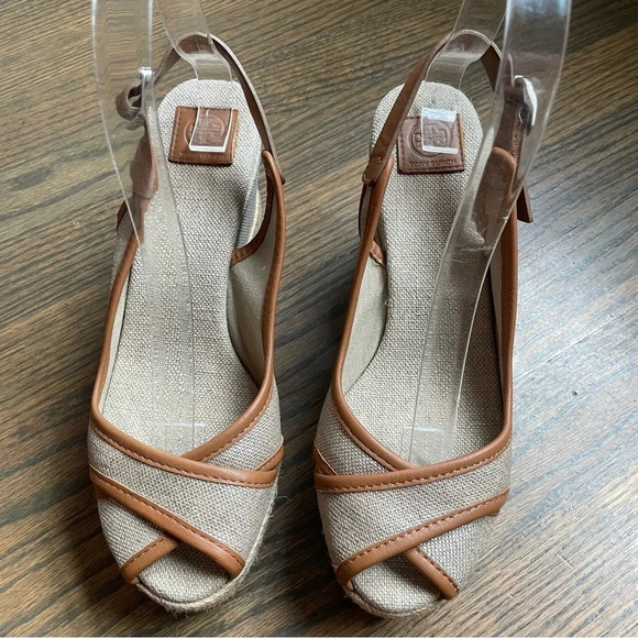 Tory Burch Majorca Peep-Toe Wedge, Royal Tan 36 - Picture 12 of 12